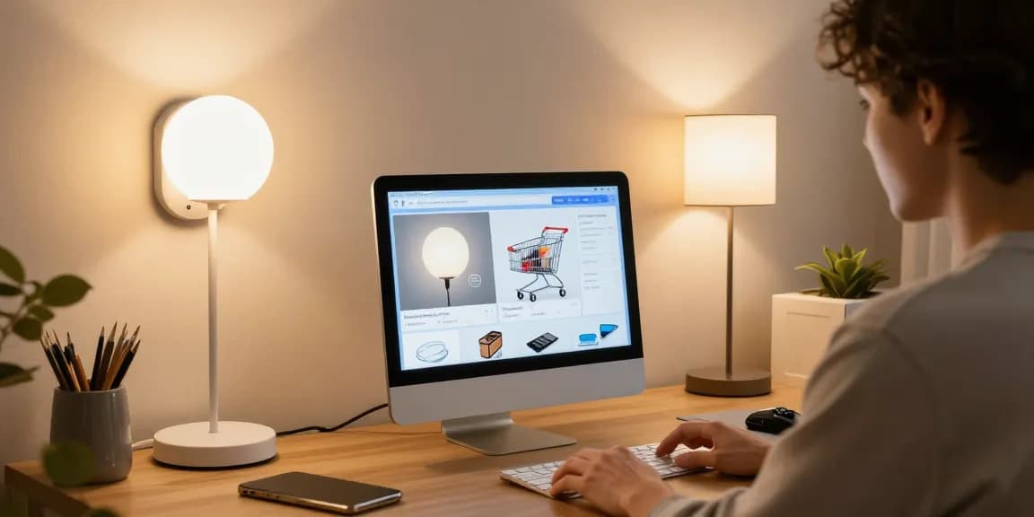 An inviting image of aplica led wall lamps during online shopping, showcasing the best deals and products in LED lighting on an e-commerce platform.