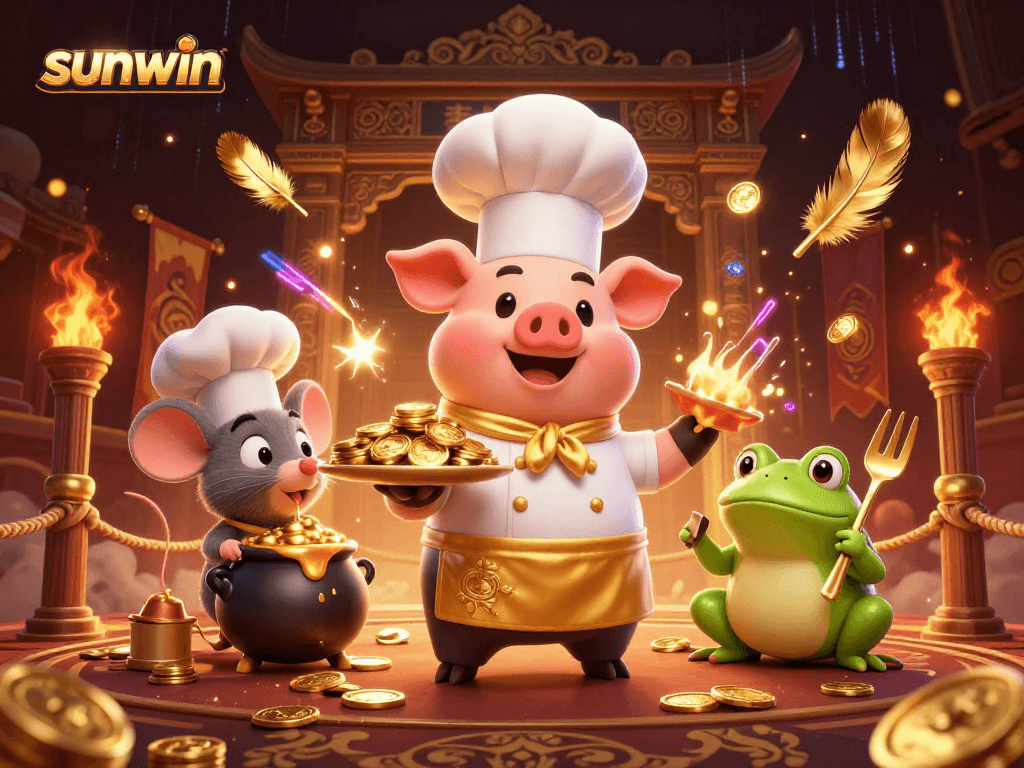 Play casino games with sunwin and enjoy gold coin rewards in a vibrant 3D scene.