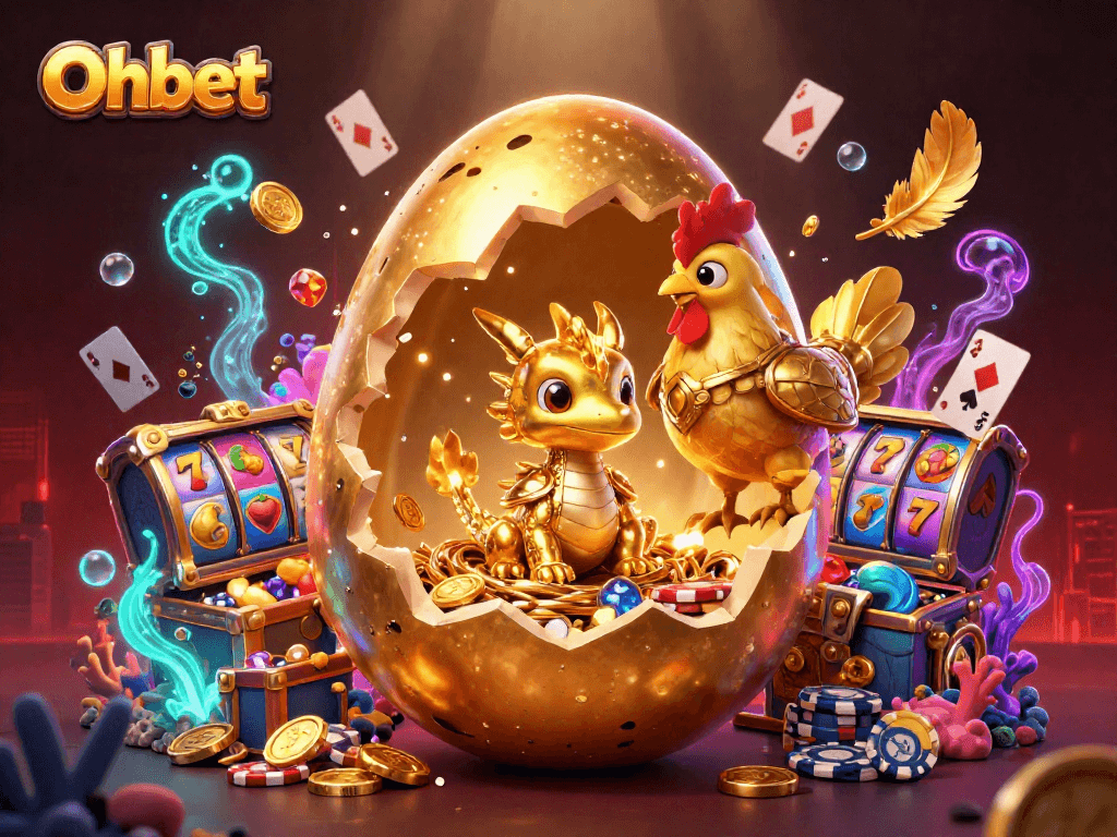 Engage with Oxbet's vibrant 3D casino illustration showcasing exciting slot elements and a golden dragon.