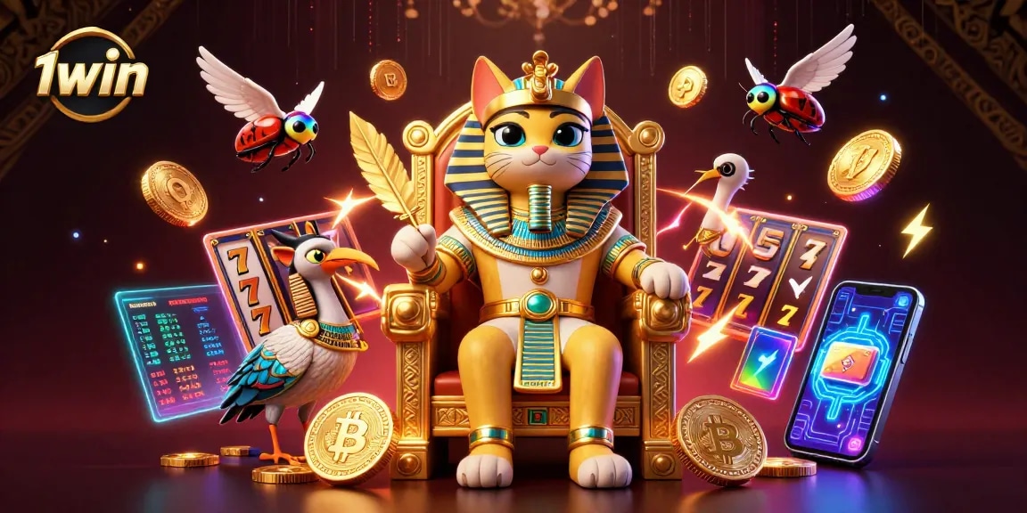 Win big with 1win in an enticing digital casino scene showcasing vibrant slot games.