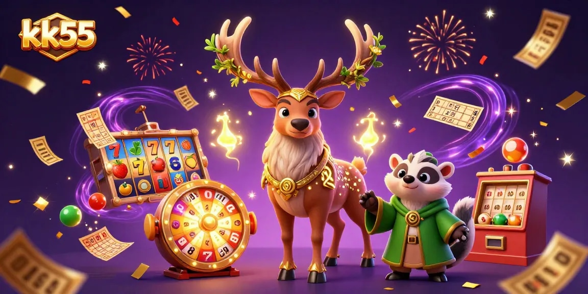 Experience thrilling gameplay at kk55 with vibrant slot reels and magical characters.