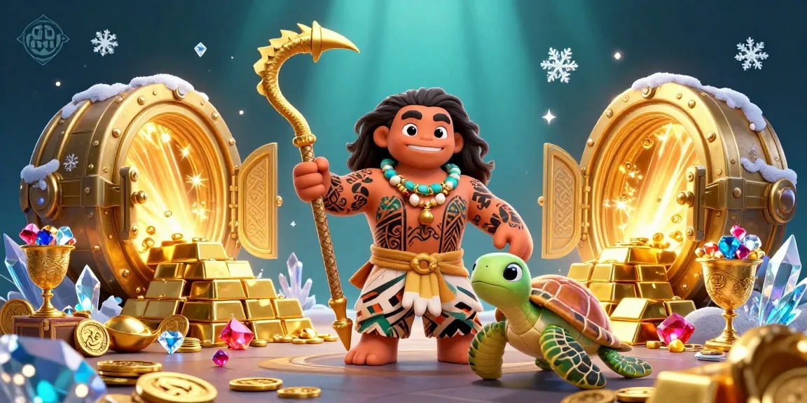 Experience winning spins with no hu in this vibrant 3D illustration of jackpots and treasures.
