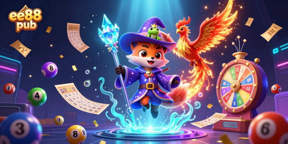 Experience thrilling gaming with ee88 pub's vibrant casino art featuring lottery elements.