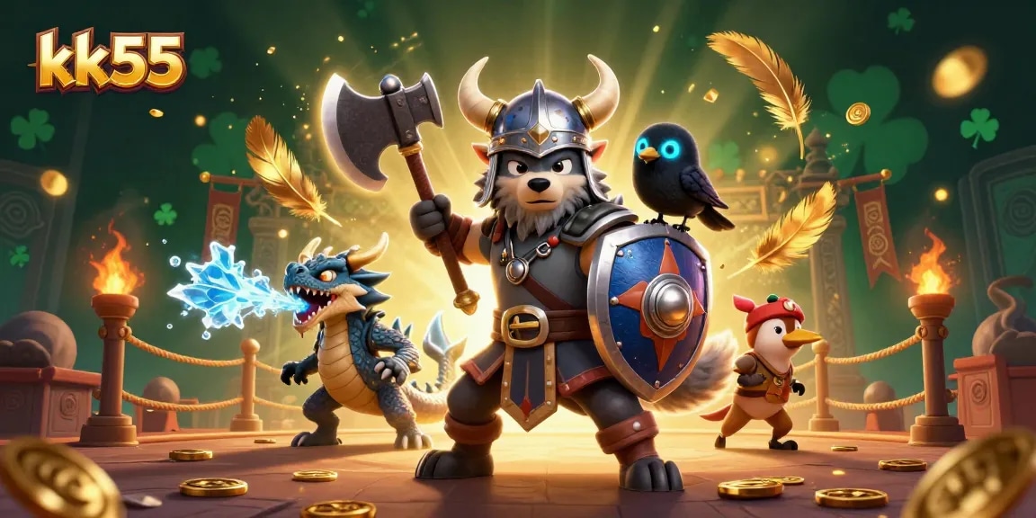 Engage in thrilling gameplay with KK55, showcasing interactive characters and casino elements for an exciting atmosphere.