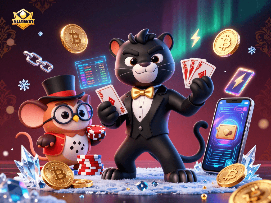Experience winning strategies with sunwin through this vibrant 3D casino illustration.