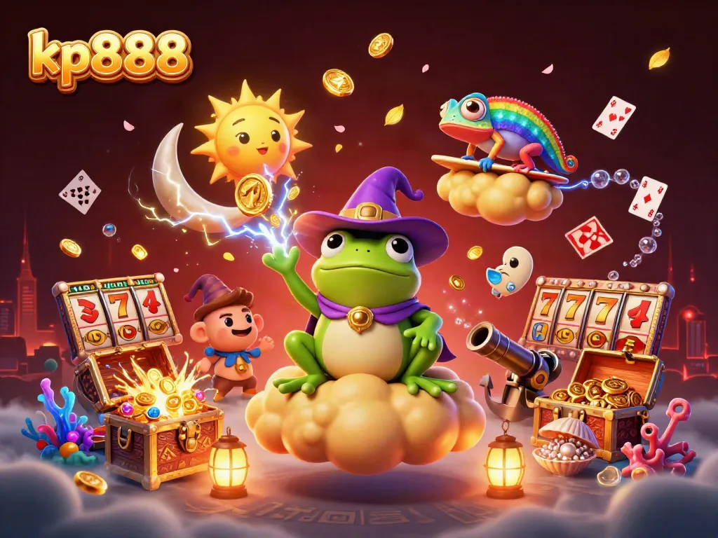 Experience thrilling wins on kp888 with a dynamic casino scene featuring a storm of golden coins and exciting game elements.