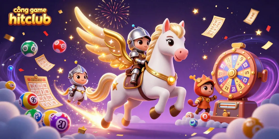 Experience the magic of cổng game hitclub with vibrant lottery elements and an enchanting 3D scene.