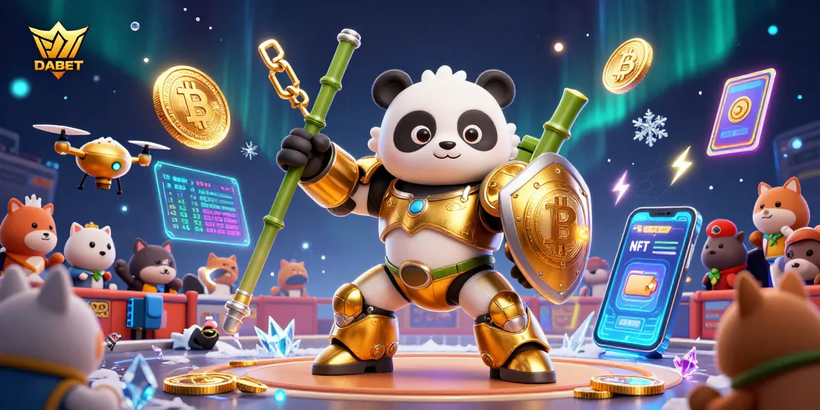DABET offers thrilling online entertainment with a captivating 3D casino illustration featuring a golden panda in action.