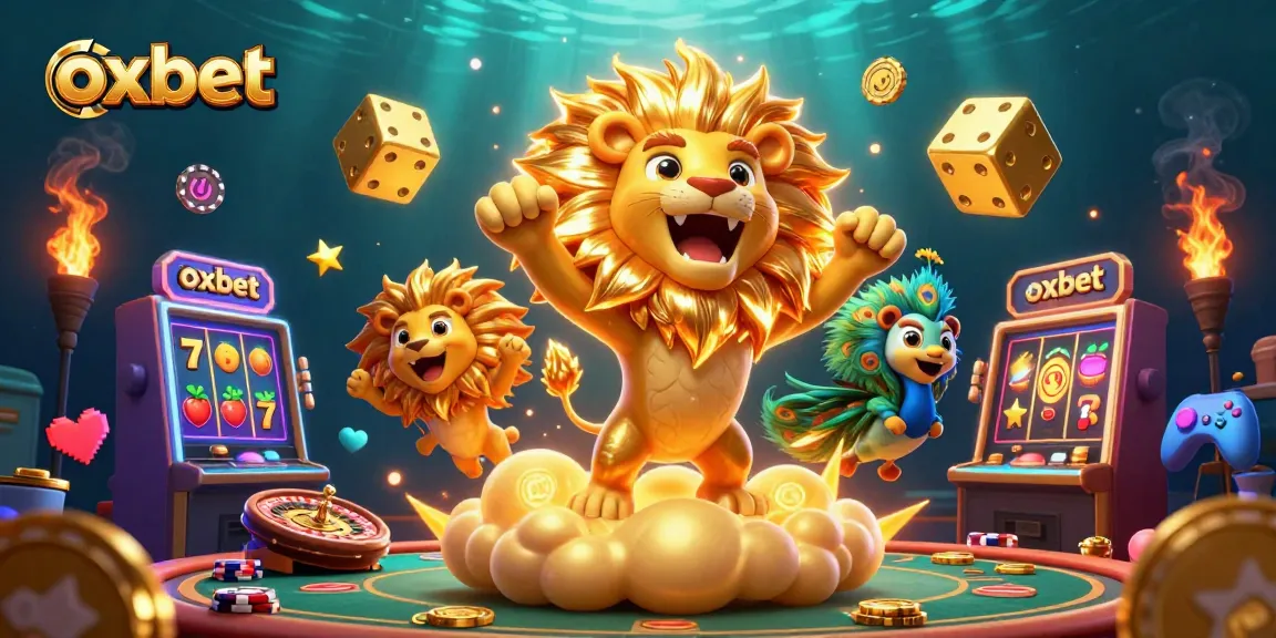 Engage in thrilling gameplay with 'oxbet' featuring vibrant 3D characters and colorful casino elements.