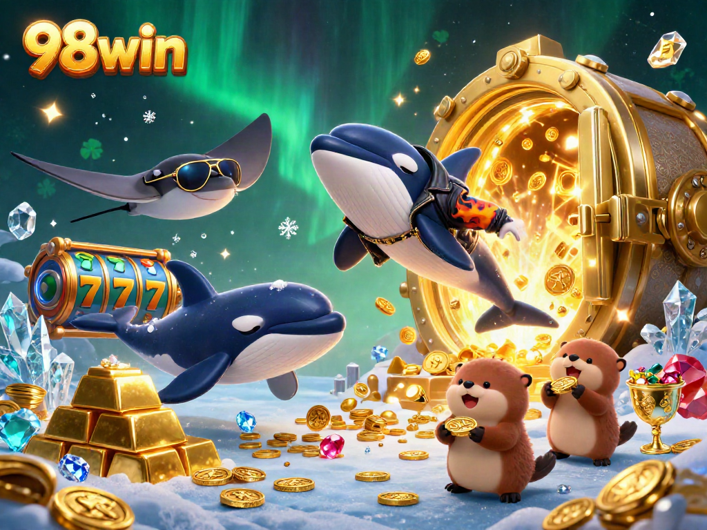 Capture exciting casino action with 98win's thrilling slot games featuring dynamic characters and vibrant elements.