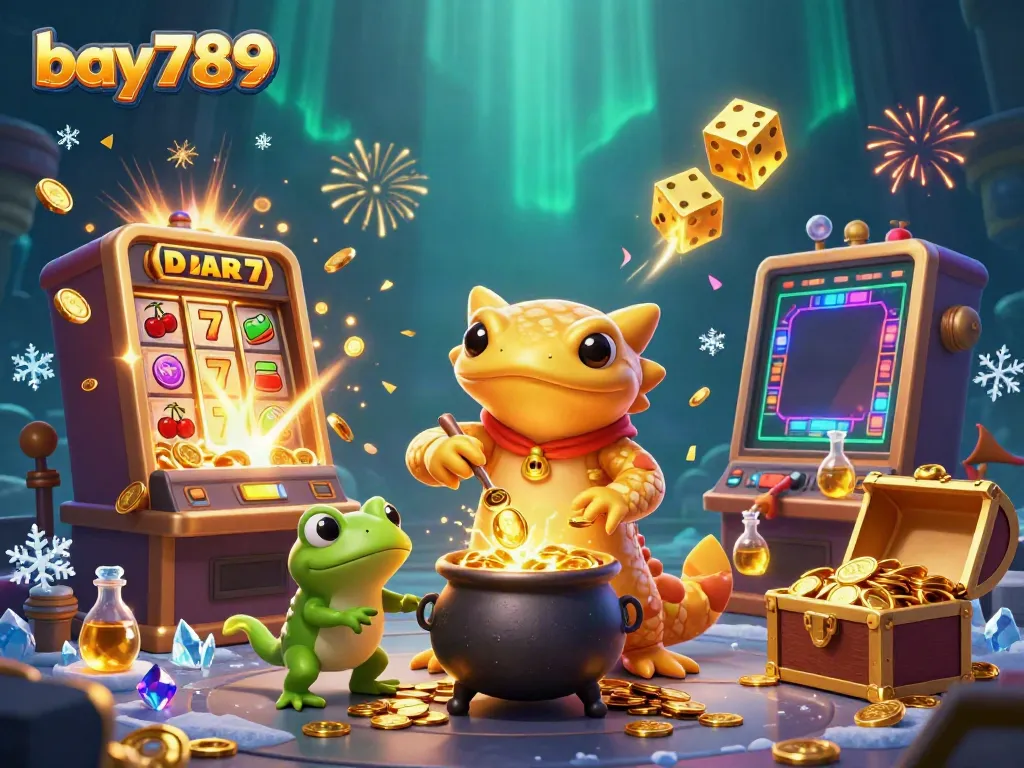 Experience the excitement of bay789 with a colorful casino scene featuring characters and games.