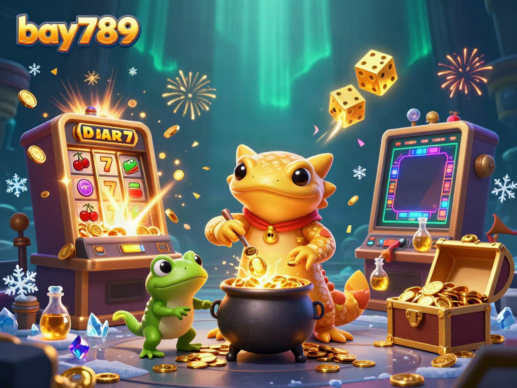 Experience the excitement of bay789 with a colorful casino scene featuring characters and games.
