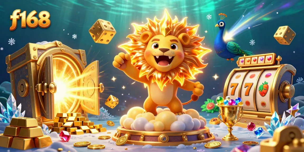 Experience thrilling gameplay with f168 in this vibrant 3D casino illustration showcasing stunning symbols and characters.