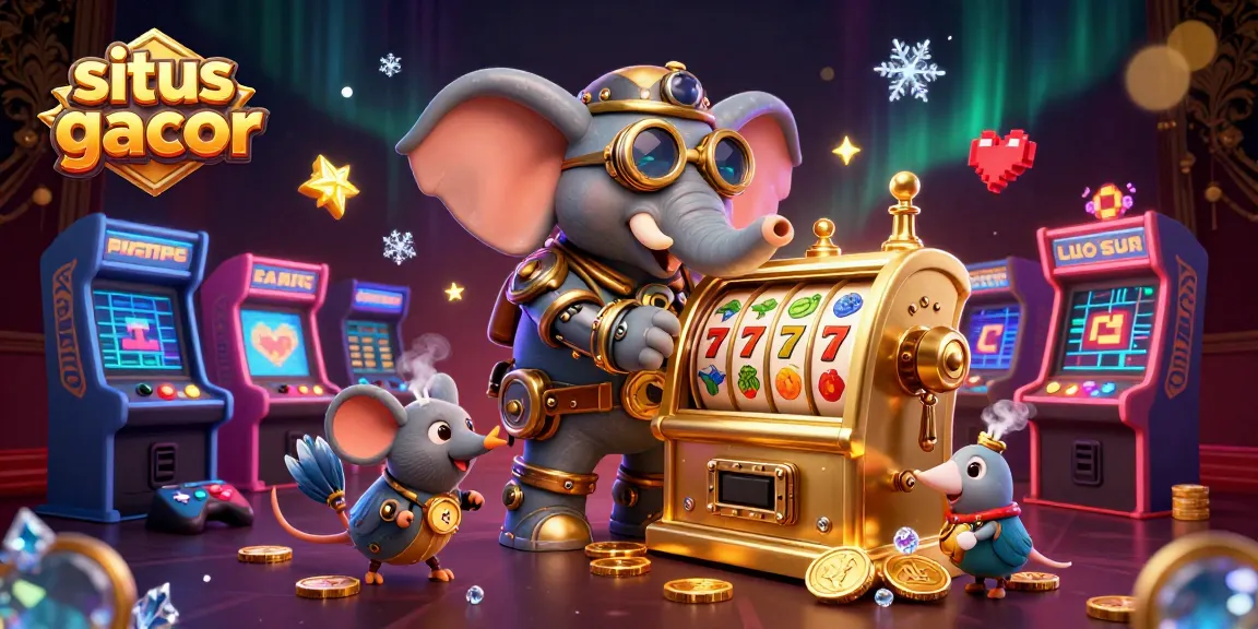 Engage with situs slot gacor and spin the golden slot machine in this vibrant, thrilling casino scene.
