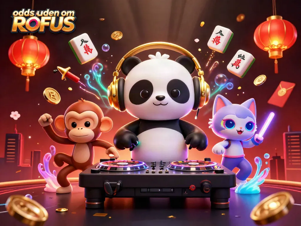 Experience vibrant odds uden om ROFUS with dynamic gaming characters in this lively 3D scene.
