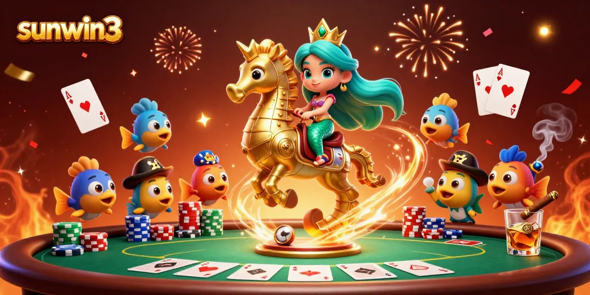 Experience thrilling gameplay at sunwin3, where vibrant characters meet exciting poker action!