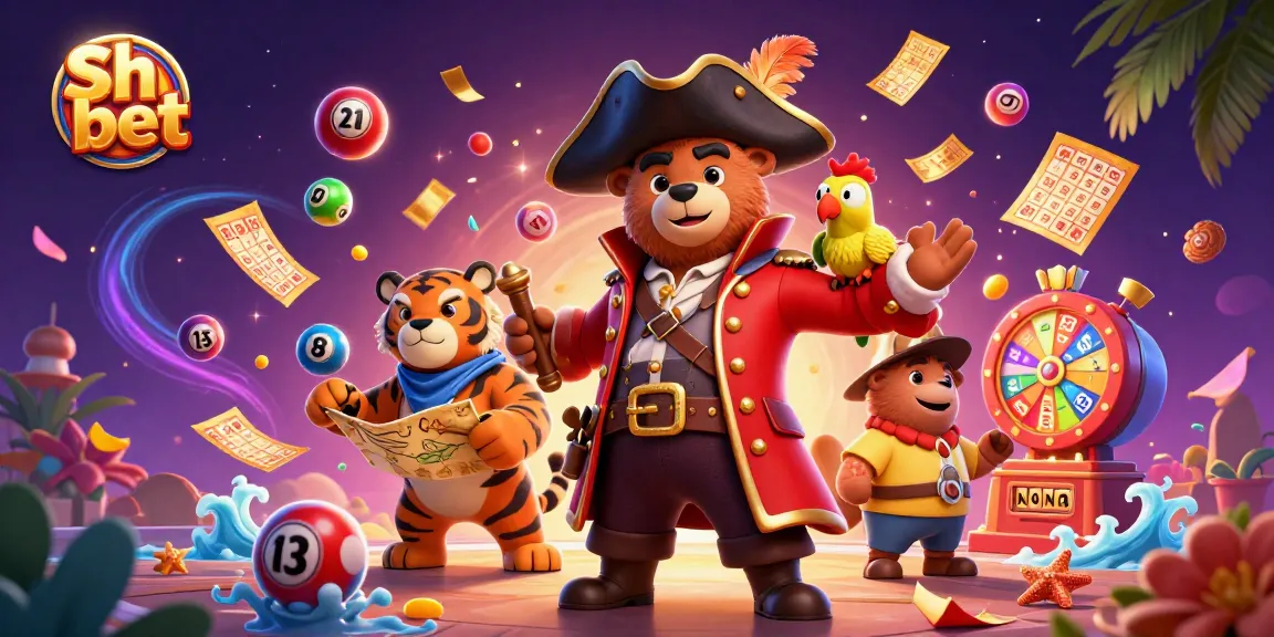 Spin and win with Sh bet in this vibrant 3D illustration featuring treasure hunting characters.