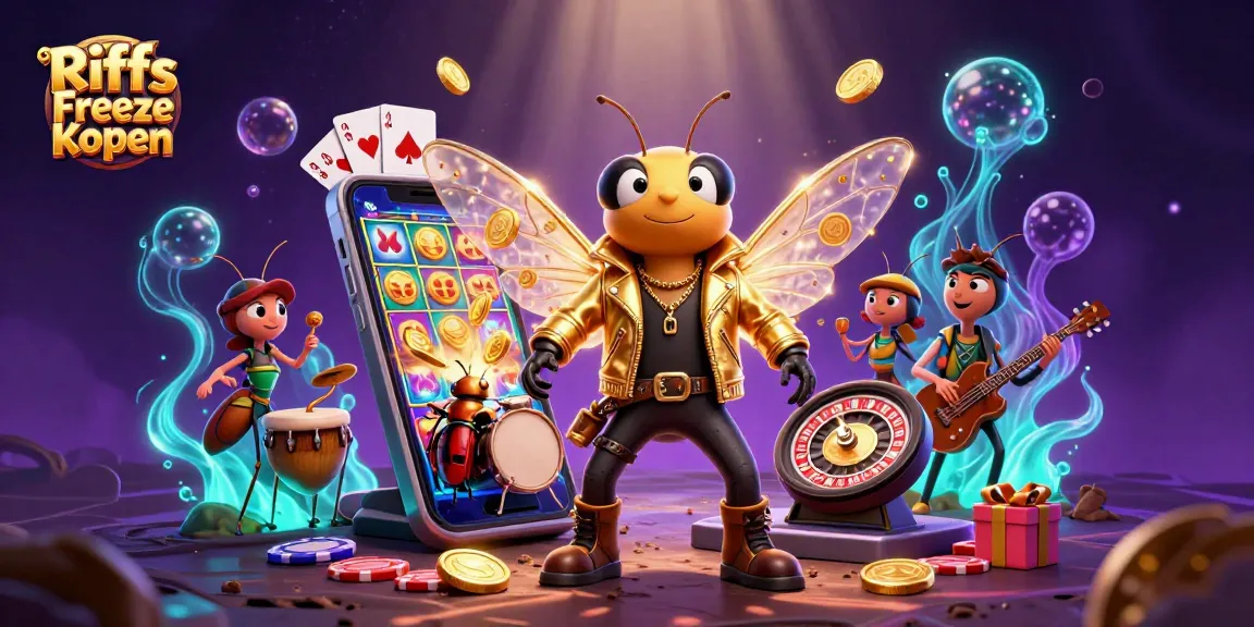 Engage with Riiffs Freeze Kopen in a vibrant, dynamic casino-themed illustration filled with energy.