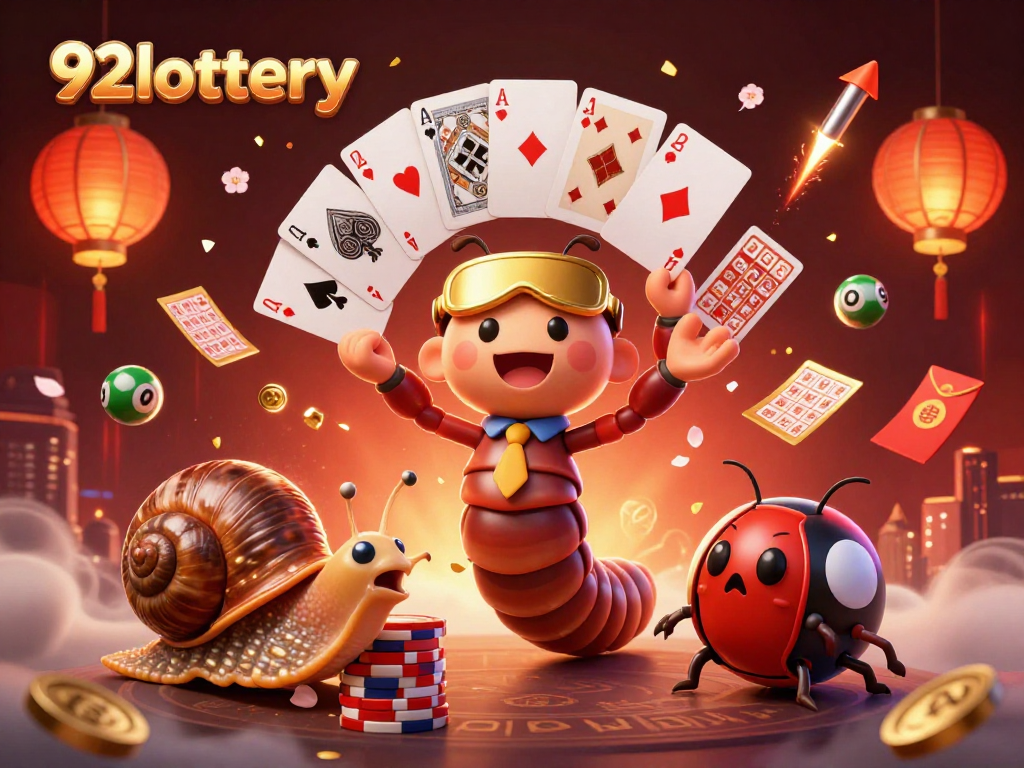 Engaging players in 92lottery with a dynamic scene featuring lottery characters and elements.