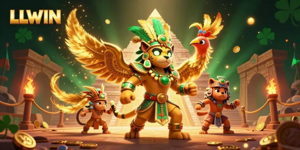 Experience thrilling casino action at LLWIN with dynamic gaming elements and vibrant illustration.