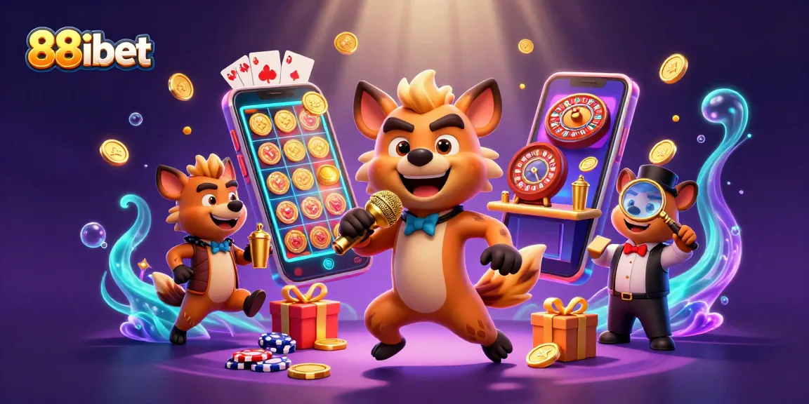 Experience the thrill of 88ibet's vibrant casino atmosphere with animated hyenas and exciting gaming elements.