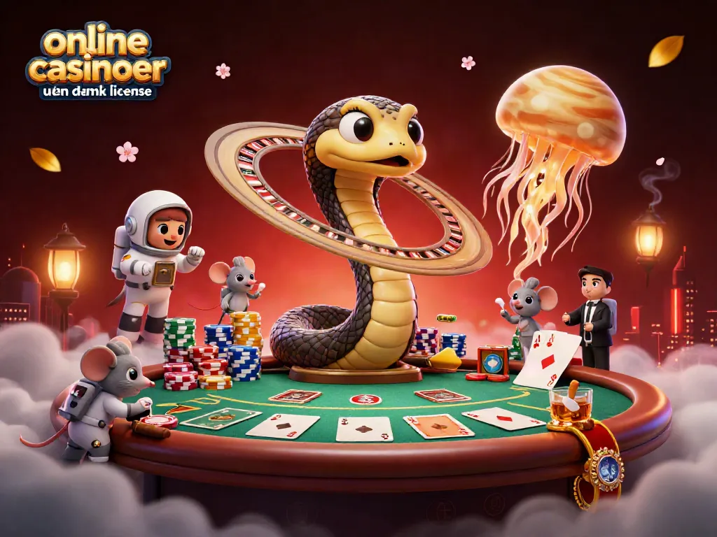 Engage with online casinoer uden dansk licens in a vibrant, fantasy 3D illustration featuring playful characters.
