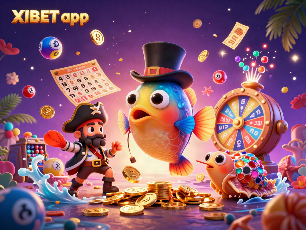Experience thrilling wins with the XIBET app, featuring vibrant characters and dynamic gambling action.