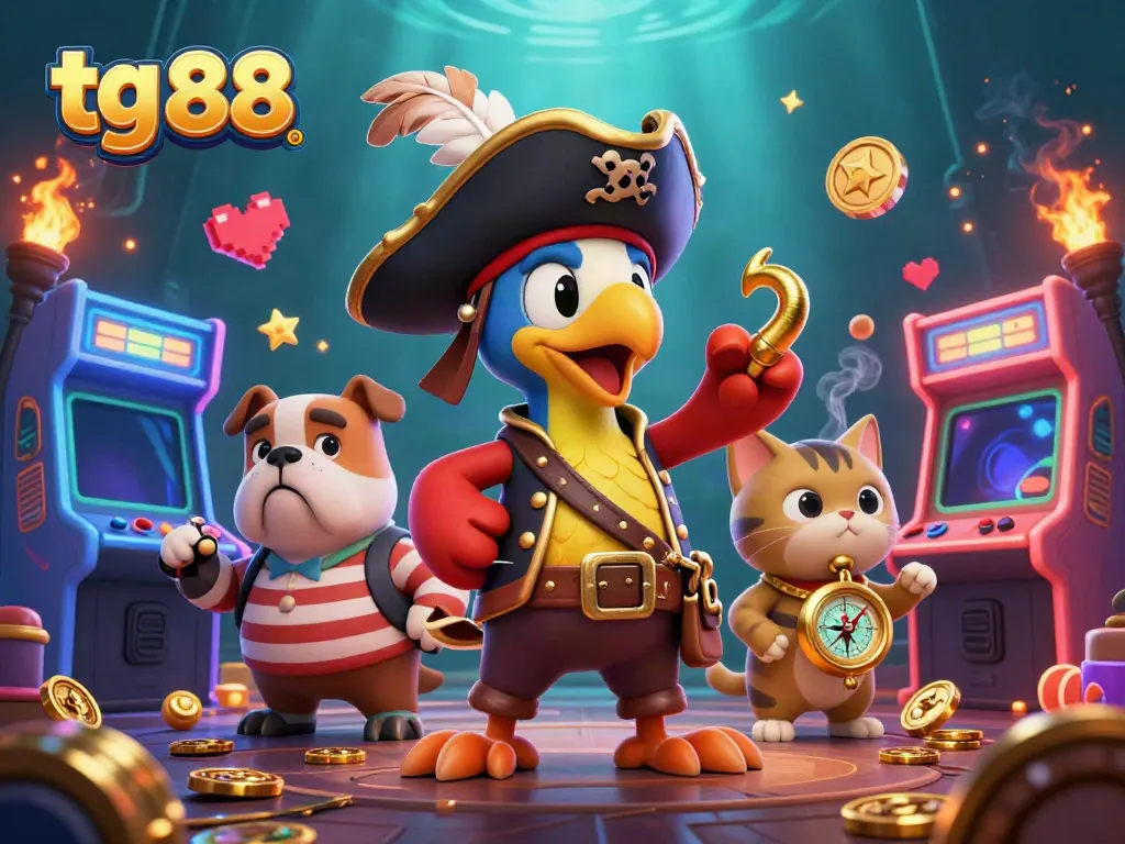 Experience thrilling action at tg 88 with colorful arcade games and engaging characters in a vibrant casino setting.
