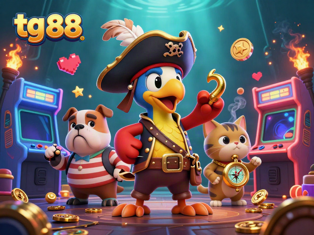 Experience thrilling action at tg 88 with colorful arcade games and engaging characters in a vibrant casino setting.