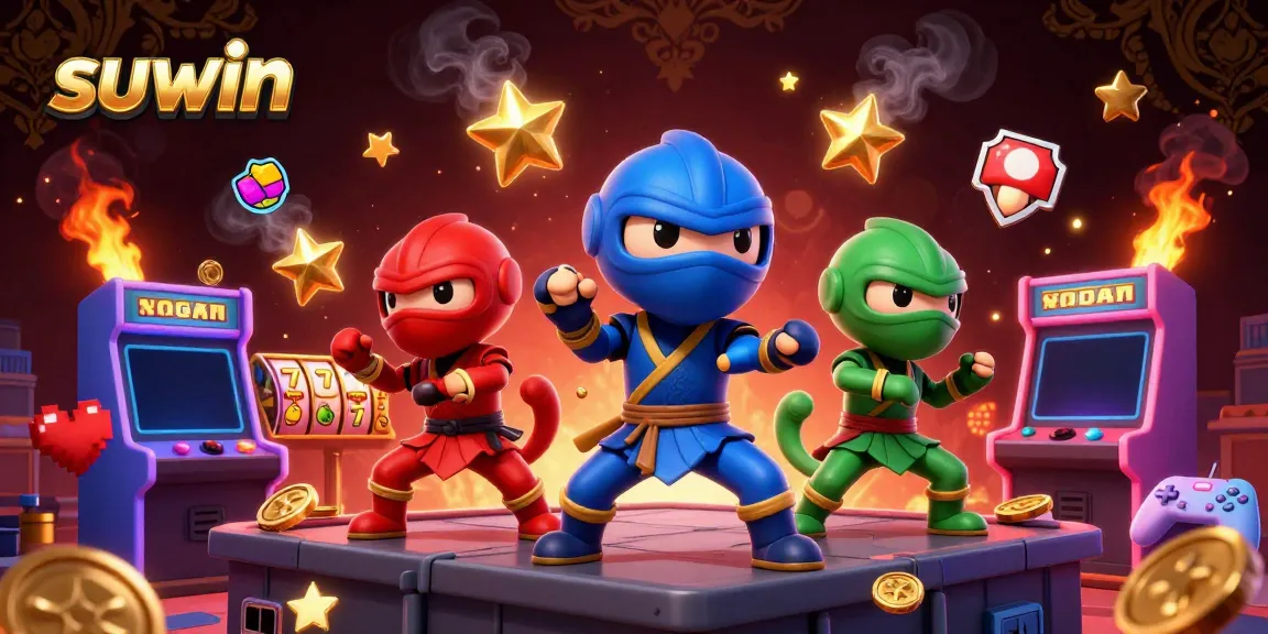 Suwin enhances your gaming with stylish chameleons and vibrant casino elements in a captivating scene.