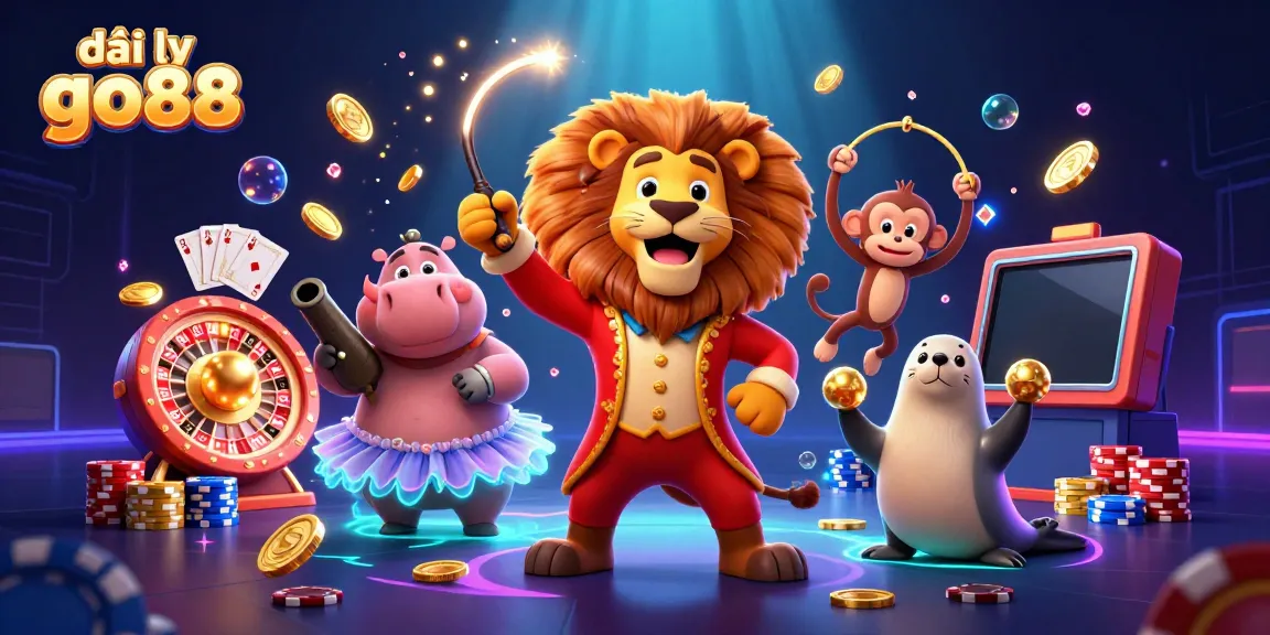 Unleash excitement with đại lý go88 in a dynamic casino scene featuring a colorful circus theme.