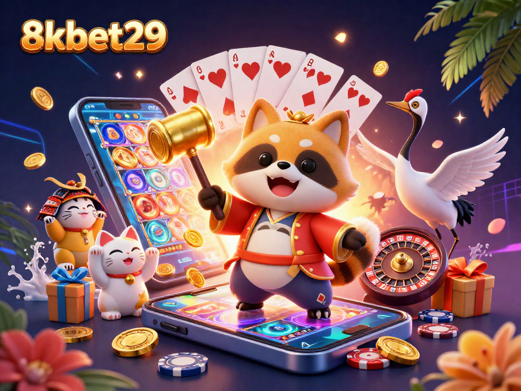 Experience the vibrant world of 8kbet29 with colorful games and dynamic character interactions.
