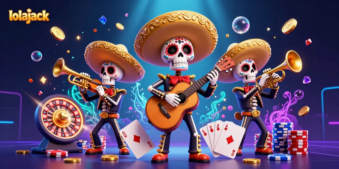 Experience the thrill of lolajack gaming with vibrant mariachis and exciting casino elements in a dazzling scene.