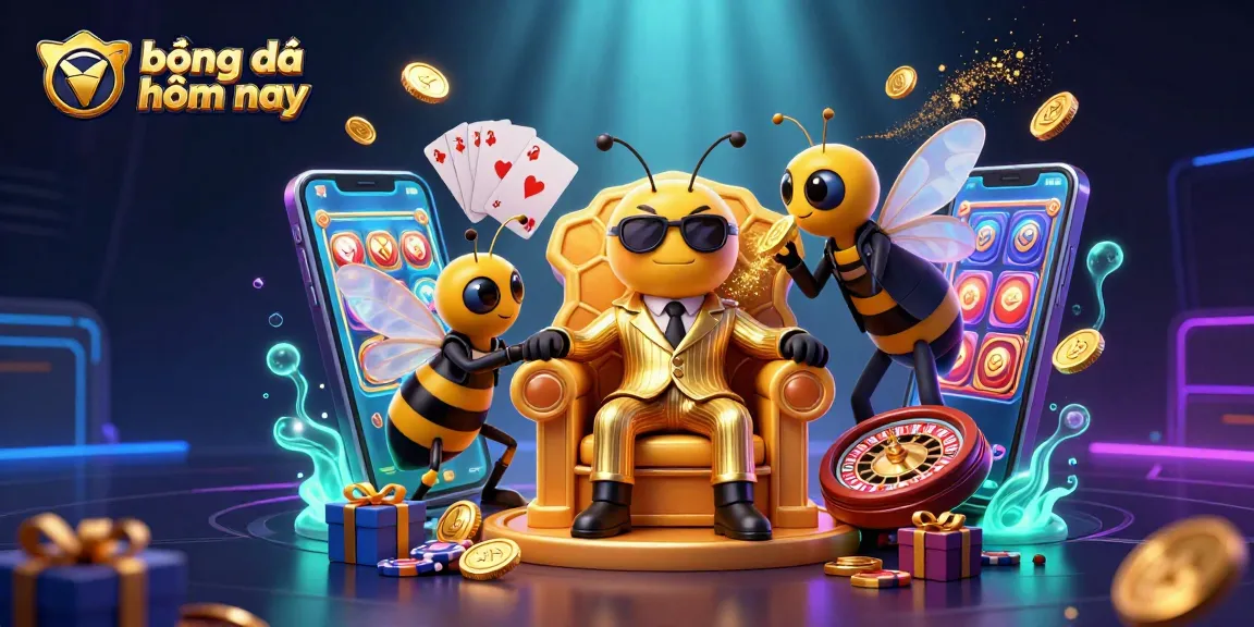 Engage in kèo bóng đá hôm nay with a dynamic digital casino scene featuring a bumblebee mob boss.