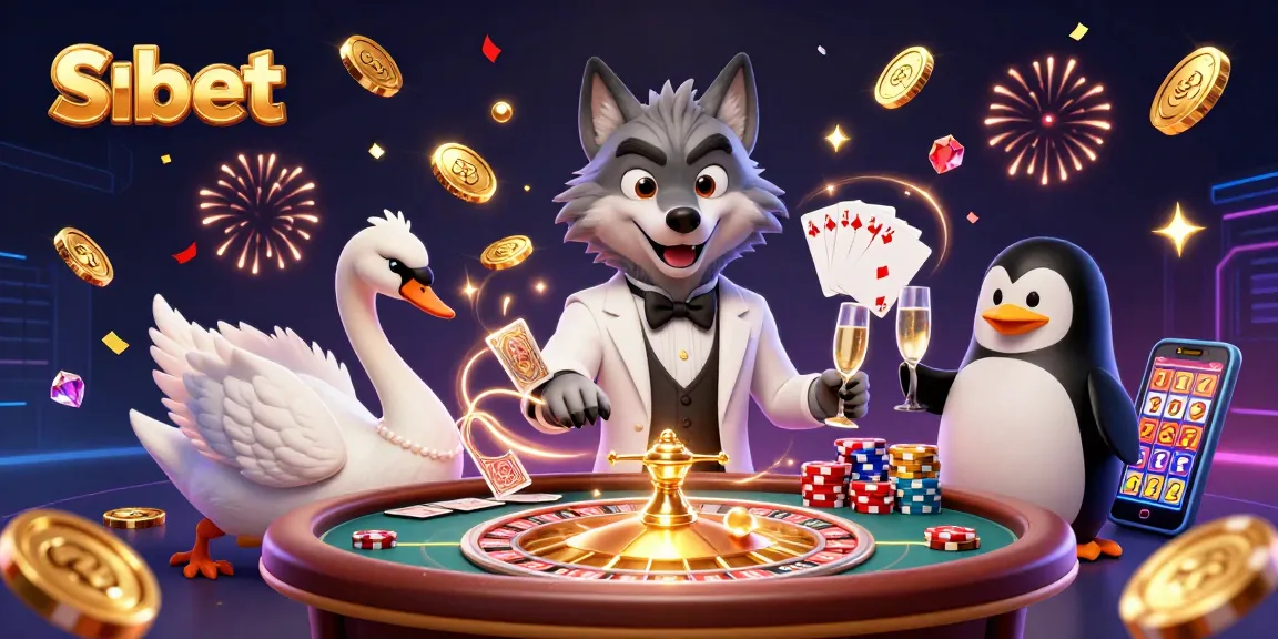 Experience shbet excitement with a debonair wolf and elegant characters at a vibrant casino scene.